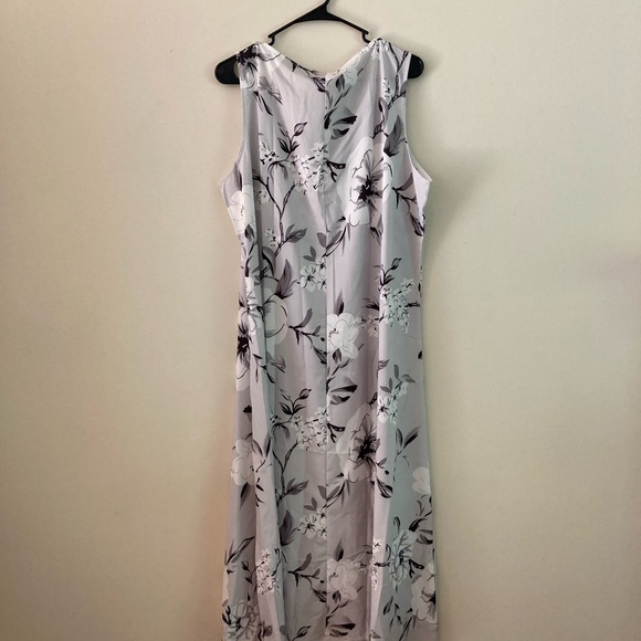 NWT-Grey Print Midi Dress With Thin Jacket Two Piece Outfit XXL - Picture 2 of 7